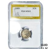 1889 Nickel Three Cent PGA MS63