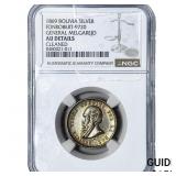1869 Bolivia Silver General Melgarejo Medal NGC AU