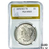 1878 Rev 79 Morgan Silver Dollar PGA MS63