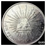 1909 Mexico Silver Un Peso CHOICE AU
