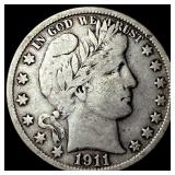 1911-S Silver Barber Half Dollar LIGHTLY CIRCULATE