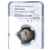 1819-NR Colonial Spain Silver 2 Reales NGC Fine De