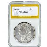 1882-O Morgan Silver Dollar PGA MS65