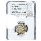 1924 Costa Rica Silver 25 Centavos NGC VF Details