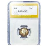 1943 Mercury Silver Dime PGA MS67