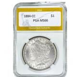 1884-CC Morgan Silver Dollar PGA MS66