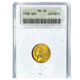 1928 $2.50 Gold Quarter Eagle ANACS MS62