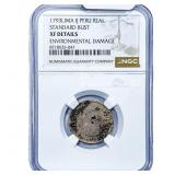 1793 Lima Colonial Spain Silver 1 Real NGC XF Deta