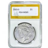 1923-S Silver Peace Dollar PGA MS65