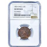 1853 Chile Copper 1/2 Centavos NGC AU Details