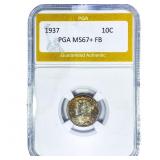 1937 Mercury Silver Dime PGA MS67+FB