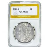 1887-S Morgan Silver Dollar PGA MS65