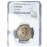 1912 Colombia Silver 50 Centavos NGC XF Details