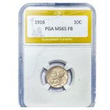 1916 Mercury Silver Dime PGA MS65FB