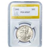 1945 Walking Liberty Half Dollar PGA MS67