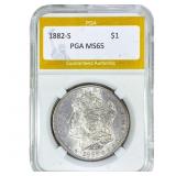 1882-S Morgan Silver Dollar PGA MS65