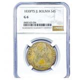 1830-PTS Bolivia Silver 4 Soles NGC G6