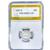1937-D Mercury Silver Dime PGA MS67+FB