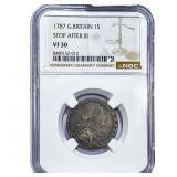 1787 Great Britain Silver 1 Shilling NGC VF30