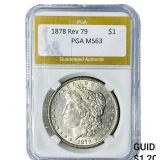 1878 Rev. 79 Morgan Silver Dollar PGA MS63