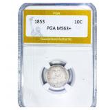 1853 Seated Liberty Dime PGA MS63+