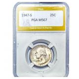 1947-S Washington Silver Quarter PGA MS67