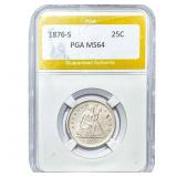 1876-S Seated Liberty Quarter PGA MS64