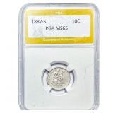 1887-S Seated Liberty Dime PGA MS65