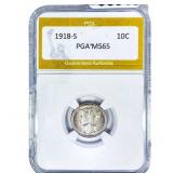 1918-S Mercury Silver Dime PGA MS65