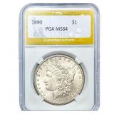 1890 Morgan Silver Dollar PGA MS64