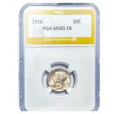 1916 Mercury Silver Dime PGA MS65FB