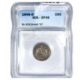 1849-O Seated Liberty Dime ICG EF45