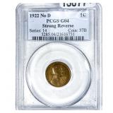 1922 No D Wheat Cent PCGS G04 Strong Reverse