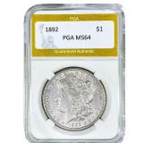 1892 Morgan Silver Dollar PGA MS64