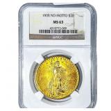 1908 $20 Gold Double Eagle NGC MS63 No Motto