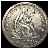 1855 Arrows Seated Liberty Quarter NEARLY  UNCIRC