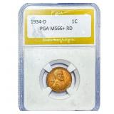 1934-D Wheat Cent PGA MS66+RD
