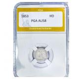 1853 Seated Liberty Half Dime PGA AU58