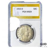 1915-D Barber Half Dollar PGA MS64