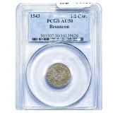 1543 Besancon Silver 1/2 Carlos PCGS AU50
