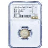 1860-50SO Chile Silver Decimo NGC Fine Details