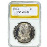 1880-S Morgan Silver Dollar PGA MS65PL