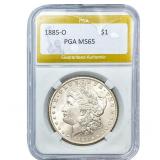 1885-O Morgan Silver Dollar PGA MS65