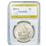 1904-O Morgan Silver Dollar PGA MS65
