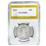 1942 Walking Liberty Half Dollar PGA MS66