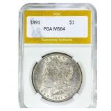 1891 Morgan Silver Dollar PGA MS64