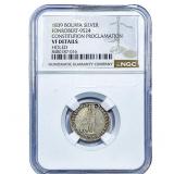 1839 Bolivia Silver Constitution Medal NGC VF Deta