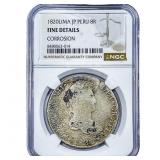 1820 Lima Colonial Spain Silver 8 Reales NGC F Det