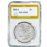 1898-S Morgan Silver Dollar PGA MS64