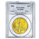 1908 $20 Gold Double Eagle PCGS MS61 No Motto